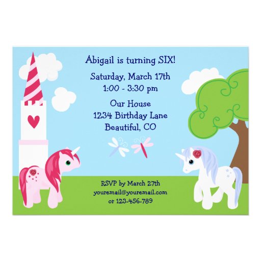 Cute Unicorn Birthday Invitation