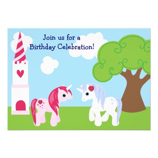 Cute Unicorn Birthday Invitation