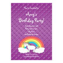 Cute unicorn birthday invitation