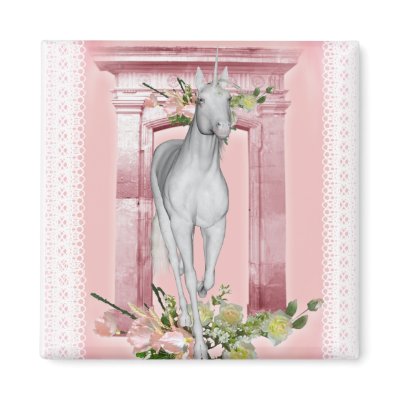 Cute Unicorn Flowers 1 Refrigerator Magnets by UnicornDreams