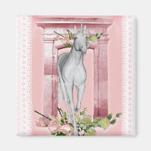 Cute Unicorn Flowers 1 Refrigerator Magnets