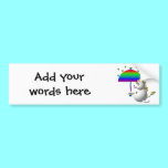 Cute unicorn with an umbrella bumper stickers