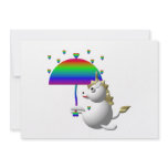 Cute unicorn with an umbrella invitation