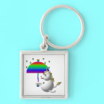 Cute unicorn with an umbrella keychains