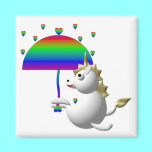 Cute unicorn with an umbrella magnets