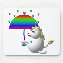 Cute unicorn with an umbrella mousepads