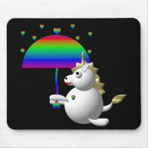 Cute unicorn with an umbrella mousepads