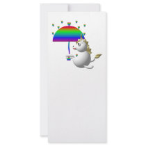 Cute unicorn with an umbrella rack card