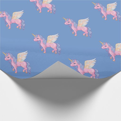 Cute Unicorn with rainbow wings illustration Wrapping Paper | Zazzle