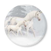 Cute Unicorns In Snow 1 magnets by UnicornDreams Cute Unicorns In Snow 1 magnets