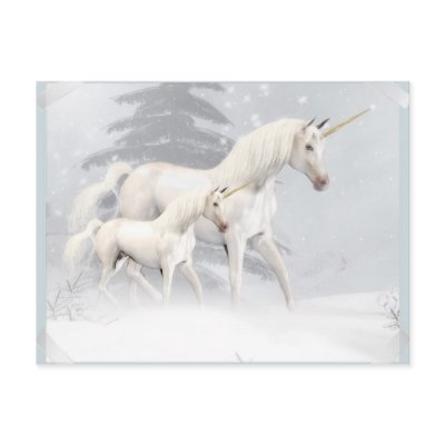 Cute Unicorns In Snow 1 Postcard by UnicornDreams