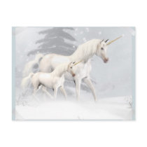 Cute Unicorns In Snow 1 postcards
