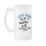 This adorable little panda is too cute! He's ready to play football and score some goals. This cute design is perfect for football players and soccer fans.