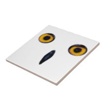 Cute Unique Wise Old Owl Eyes Face Tile