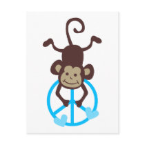 Cute Upside Hanging Peace Monkey - Pink or Blue Postcard