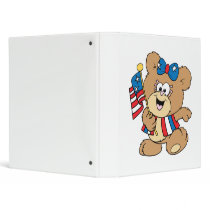 cute USA patriotic girl teddy bear design 3 Ring Binder