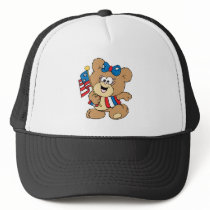 cute USA patriotic girl teddy bear design Mesh Hats