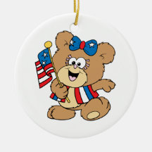 cute USA patriotic girl teddy bear design Ornament