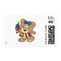 cute USA patriotic girl teddy bear design Postage