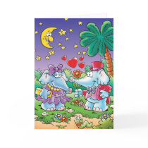 cute valentine elephant couple card