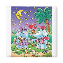 cute valentine elephant couple refrigerator magnets