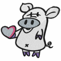 Cute Valentine Heart Pig embroidered shirts