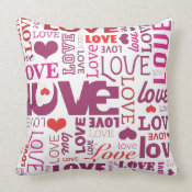 Cute valentine love typography heart pattern throwpillow