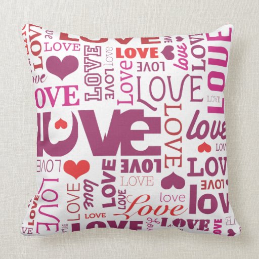 Cute valentine love typography heart pattern throw pillows