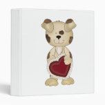 cute valentine puppy dog with heart 3 ring binders