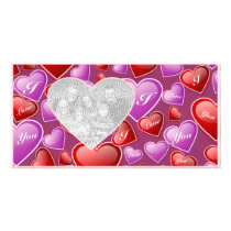 Cute Valentine Red Pink Hearts I love You photo cards