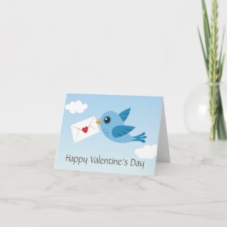 Cute Valentines day card with blue bird card