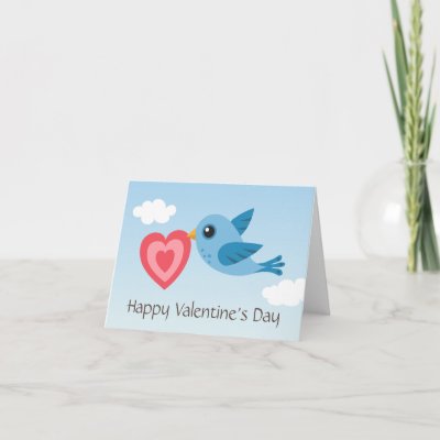 Cute Valentine Cards on Cute Valentines Day Greeting Card Featuring A Little Blue  Flying