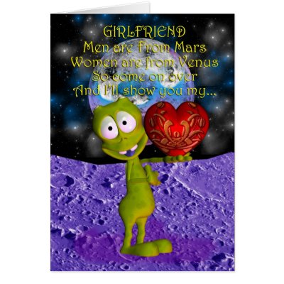 Cute Valentine's Day Card with sexy alien for Girlfriend