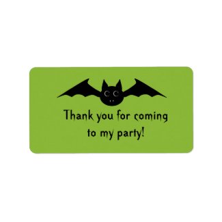 Cute vampire bat Halloween thank you favor labels label