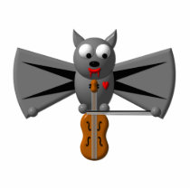 Cute vampire bat playing the violin cut out