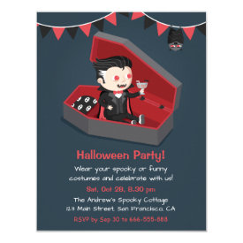 Cute Vampire Boy Halloween Party Invitations