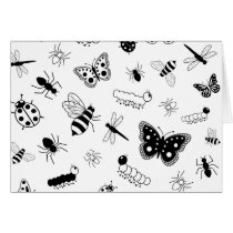 Cute Vector Bugs & Butterflies Card