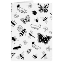 Cute Vector Bugs & Butterflies Greeting Card