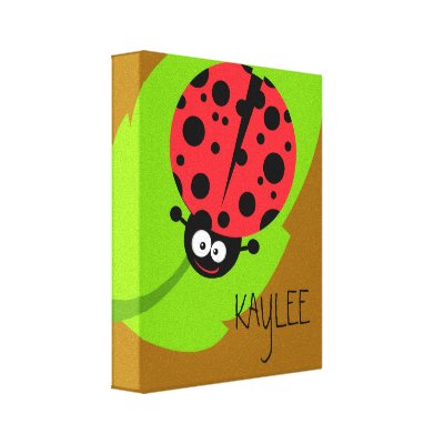 cute vector cartoon ladybug on leaf on a tree Zazzle_wrappedcanvas