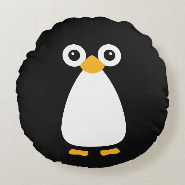 Cute Vector Penguin Round Pillow