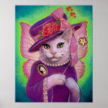 Cute Victorian Cat Fairy Art Poster Print