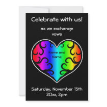 Cute victorian rainbow heart wedding personalized invite