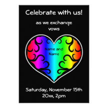 Cute victorian rainbow heart wedding personalized invite