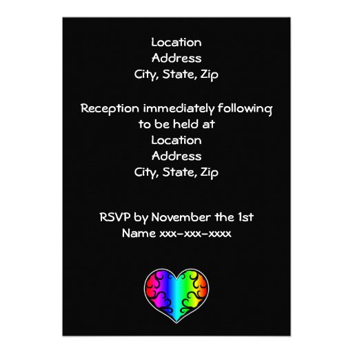 Cute victorian rainbow heart wedding personalized invite
