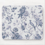 Cute Vintage Blue And White Bird Floral Mouse Pads