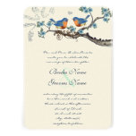 Cute Vintage Bluebirds Wedding Invitations