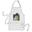 Cute Vintage Cat on Damask Blue Hat Apron