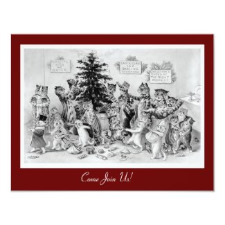 Cute Vintage Christmas Invitation - Cats by Wain