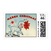 Cute vintage christmas lamb stamp