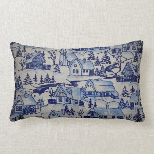Cute Vintage Christmas Village Merry Xmas Holiday Throw Pillow Zazzle